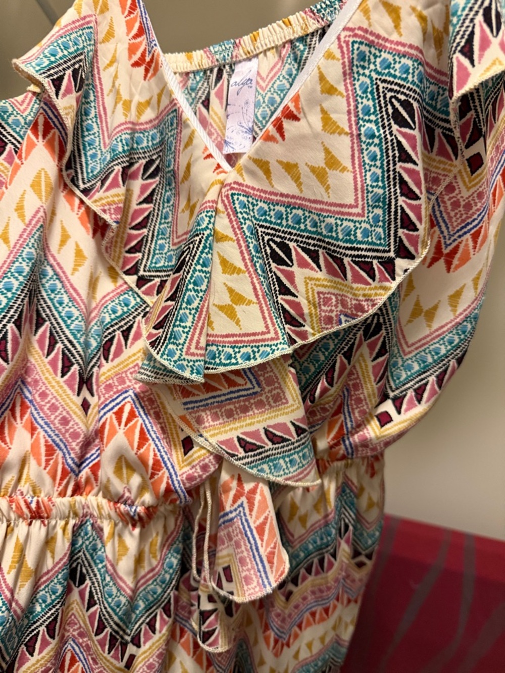 Alya Multicolor Chevron Ruffle Sundress - Picture 5 of 7